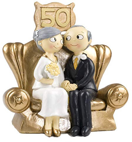 Mopec Figura Pastel Pop&Fun Bodas de Oro 16x16,5cm, acrílico, Dorado, Talla única