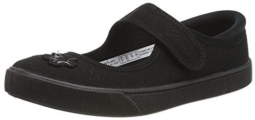 Clarks Girl's Hopper Go Ballet School Shoes, Black Fabric, 12.5 UK Child