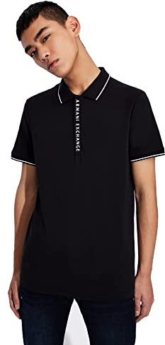 ARMANI EXCHANGE Hidden Buttons, Stretch Cotton, Polo, Uomo, Blu, XL