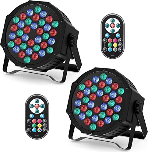 HOLDLAMP 2 Stücke 36 LED Par Scheinwerfer Bühnenlicht, RGB LED Par Strahler Party Lichter mit Fernbedienung DMX512 Discolicht für Bar DJ Show Disco Geburtstag Halloween Weihnachten