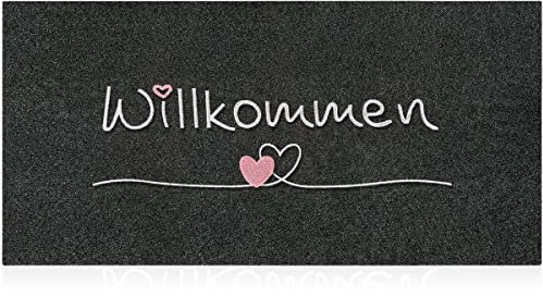 AAZZKANG Türmatte Lang Außen Innen Willkommen Fußmatten 120 x 45 cm mit Dauerhaft rutschfest Gummi Rückseite Ultra absorbieren Schlamm Einfach zu säubern Haustür Eingangsteppich Schwarz