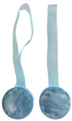Coppia di Calamite per Tende - Semplici di Forma Tonda (Stile Madreperla) - In Vari Colori (Azzurro)