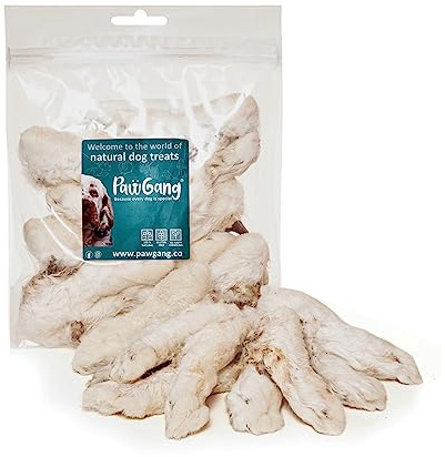 PawGang Rabbit Feet with Fur 200g – Air Dried Natural Dog Treats Puppy Chew