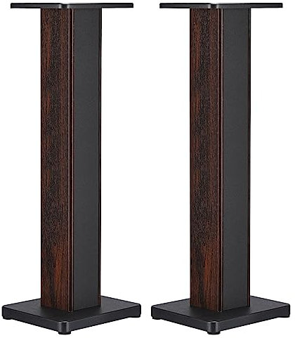 sourcing map Wood Grain Speaker Stands 1 Pair 31.5 Inch (80cm) Universal Floor Speaker Stand Hollowed Stands Enhanced Audio Listening for Home Theaters Cinema