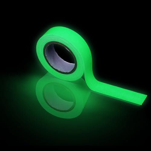 Fluoreszierendes Klebeband 10 m x 15 mm, Leuchtband Selbstklebend Markierungsband, Wasserdicht Luminous Tape Warnband Leuchtendes Klebeband Markierungsband Phosphor Klebeband für Sicherheitszeichen
