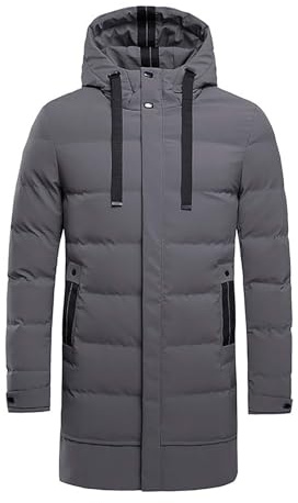 Uwdiohq Chaqueta De Algodón De Largo Medio con Capucha para Hombre, Abrigo De Algodón Informal, Sencillo, Cómodo, Cálido, De Talla Grande, para Otoño E Invierno Chaqueta Vaquera Hombre Larga