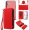 Asuwish Phone Case for Samsung Galaxy Note 10 Plus Note10+ 5G Zipper Wallet Detachable Cell Cover with Screen Protector Crossbody Lanyard Strap Flip Card Holder Slot Note10 + Notes 10+ Ten 10Plus Red
