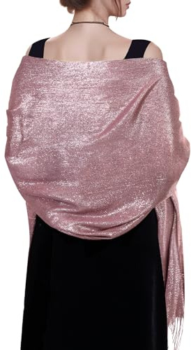 Jmkcoz Women's Pashmina Shawls Wraps Scarf for Evening Dresses Bridal Bridesmaid Wedding Winter Large Warm Soft Silky Scarves (Pink)