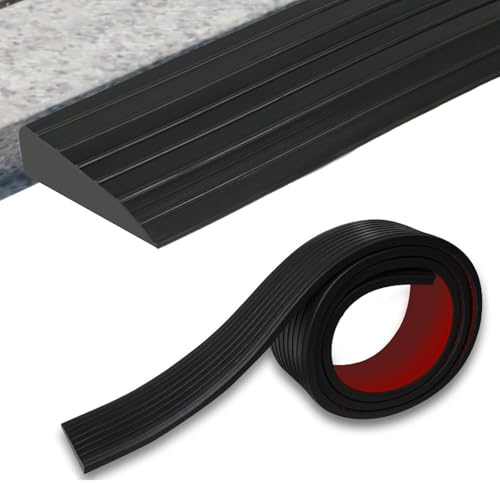 Yunlaishaocer Soglia di Dislivello Pavimento, Rampa per Soglie in Gomma, Robot di Aspirazione della Rampa,Portata 800 kg, Rampe Autoadesiva per Porte Aperte,per Gradini, Scale (Nero,200cmx8cmx2.5cm)