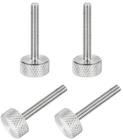 sourcing map 4 Pcs M3x20mm Flat Head Knurled Thumb Screws, 304 Stainless Steel Fully Threaded Thumbscrew Bolts Fasteners for PC Computer Cases Graphics Card, Silver