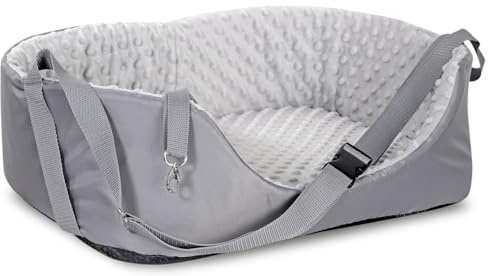 VitoPRICE Hunde autositz 50×40cm Grau – Hundesitz fürs Auto mit Gurt & Leine, Sicherer & Bequemer hundetransporter