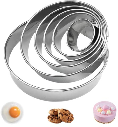 Emporte Piece Rond En Acier Inoxydable, 6 Pièces Emporte-Pièces, Emporte Pièce Rond Pour Cuisiner, Emporte-Pièces Patisserie En Acier Inoxydable, Pour Pâtisseries, Gâteau, Beignets, Biscuits