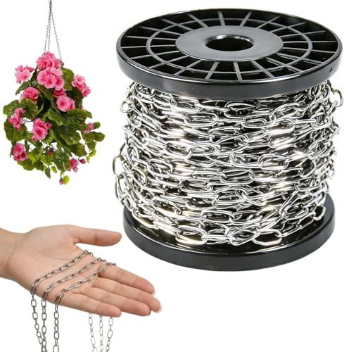 Cadena de Acero Inoxidable Resistente 15 Metros 1.5 mm Cadena de Candado para Puerta de Jardin Cadena de Eslabones Acero Cadenas de Seguridad para Cerca, Puerta, Bicicleta, Cerradura de Seguridad