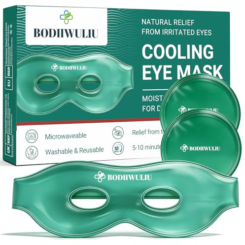 Maschera Occhi Gel Freddo, Maschera Occhi Freddo Riutilizzabile, Mascheras Ghiaccio Occhis a Caldo e a Freddos per Occhis Gonfi, con 2 Cuscinetti Rinfrescanti, Uso Quotidiano