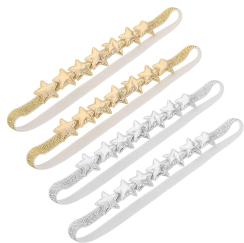 CLISPEED Cerchietto a Stella per Neonate 4 Pezzi in Materiale Morbido Stelle Dorate e Argento per Attività Outdoor e Riunioni Familiari