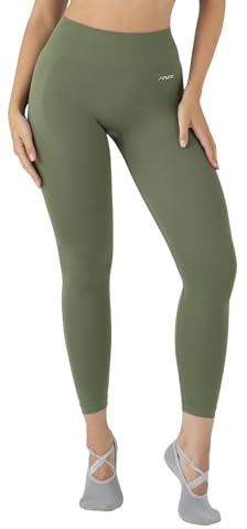 Anurei Leggings Donna Easywear in Seamless Leggeri Senza Cuciture - Fit Naturale per Yoga, Fitness e Tempo Libero – Effetto Seconda Pelle – (IT, Testo, XS, S, Regular, Regular, Olivine)
