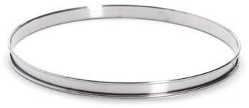 De Buyer - Cercle à tarte rond en inox à bord roulé - 26 x 2 cm - Surface Lisse, Démoulage Facile, Pour des Résultats Sans Défaut et Délicieux, Argent