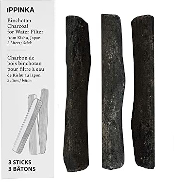 Binchotan Charcoal - Water Purifying Sticks for Great-Tasting Water from Kishu, Japan - Each Stick Filters up to 2 Liters of Water - 3 Sticks