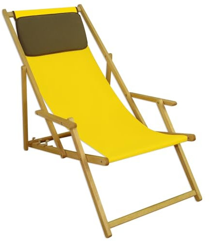 Erst-Holz Liegestuhl Deckchair gelb klappbare Sonnenliege Gartenliege Strandstuhl Gartenmöbel 10-302 N KD