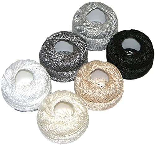 Presencia Finca Perle Cotton ~ Tamaño #5 ~ Paquete de muestras de hilo para coser, bordar y acolchar (05 - Neutrales)