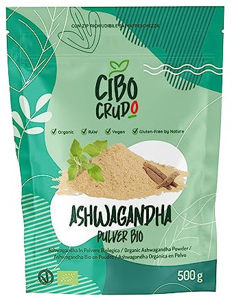 Bio Ashwagandha Pulver - 500g. Indischer Ginseng Withania Somnifera oder Winterkirsche. Pulver aus der Ashwagandha-Wurzel. Natürliches Ayurveda ohne Ballaststoffreiche Zusätze. Organic Root Powder.