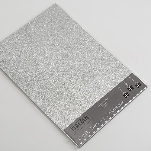 Italian Options 10 fogli di carta glitterata da 250 g/m², formato A4, colore argento