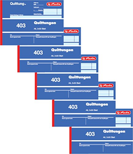 Herlitz Lot de 2 blocs de reçus 403, format A6, paysage, 2 x 50 feuilles, format A6
