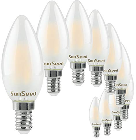 SUNSEED 10x Glühfaden LED Mattiert Kerze Lampe E14 4W ersetzt 40W Neutralweiß 4000K
