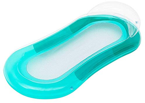 Bestway Matelas Gonflable « Hamac » 160 x 84 cm Turquoise | La surface en maille permet un contact direct avec l'eau ; l'appui-tête soutient une position allongée détendue.