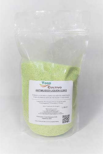 Anti Musgo y líquenes 0.5kg. A base de sulfato de hierro (11%). TRATAMIENTO PARA 50 LITROS.
