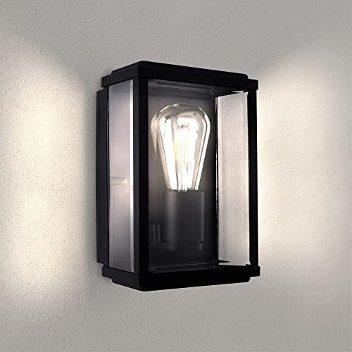 Ledvion - Lámpara de Pared LED, Casquillo E27, Negra, Lyra, Lámpara Exterior, Lámpara de Pared Interior, Iluminación de Jardín