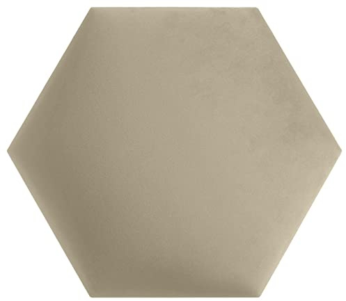 softwalls Hexagon Wandkissen Stoff Creme 40 x 34,5 cm mit 50 mm Polsterung – Modulare Wandpaneele & Akustik Paneele für modernes Wanddesign
