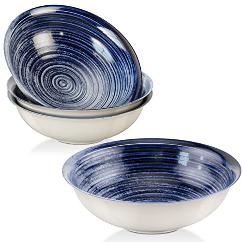 Bascuda Porcelain Cereal Bowl Set of 4 – 600ml, 18cm – Elegant Bowls for Soup, Cereal, Salad, Dessert & More – Stackable, Microwave & Dishwasher Safe, Durable & Stylish