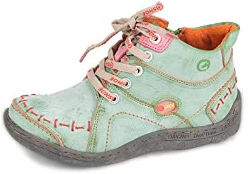 CH SHOELANDER Women's Ankle Boot Handmade Quilted Leather Classical Lace up Fashion Walking Boots