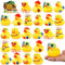 SCIONE 24 Stück Badeente Kinder Lustige Gummi Ente 5 cm Strand Gummiente mit Sommer Element inkl. Wiederverwendbare Masche Tasche Ostern Geschenke für Badewannen Gelb