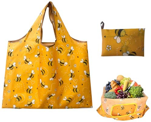 Borse per la Spesa Pieghevoli, Sacchetti per la Spesa Riutilizzabili, Borsa della Spesa Ecologiche, Borse Spesa Riutilizzabile, Sacchetti per Spesa Portatile Lavabili per Viaggi