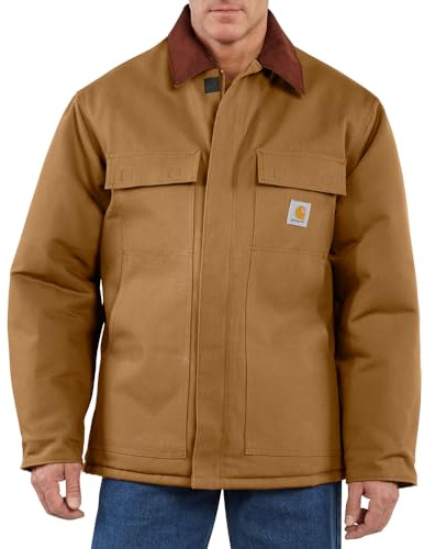Carhartt C003 Manteau traditionnel isolé en toile de canard pour homme Coupe ample, Marron, Large