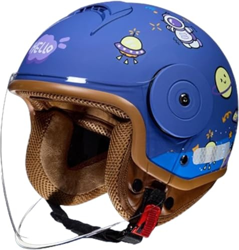 Casque de moto intégral pour enfants, casque de scooter homologué ECE avec pare-soleil amovible, casque de scooter pour garçons et filles de 3 à 12 ans J,46-54CM