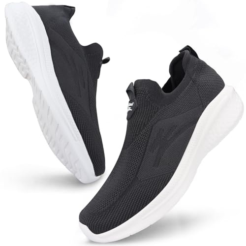 Giniros Sneaker Uomo Infilare Scarpe Uomo Senza Lacci Slip on Sneakers Scarpe da Running Corsa Leggero Corsa Camminare Scivolare Scarpe da Ginnastica Outdoor Jogging Sportive, Grigio 43EU
