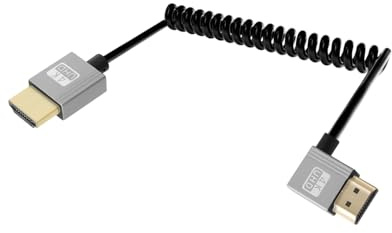 YANBORONSN Cable en espiral 4K HDTV, cable HDTV 2.0 en espiral corto con ángulo recto de 90 grados, compatible con 4K a 60 Hz y 18 Gbps, para cámara, televisor y tableta 3FT(Correcto)