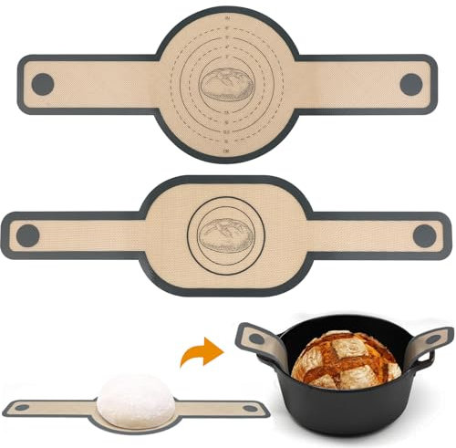 Confezione da 2 tappetini da forno in silicone, tappetini per pane in forno olandese, riutilizzabili, tappetini da forno con manico lungo, tappetino silicone forno