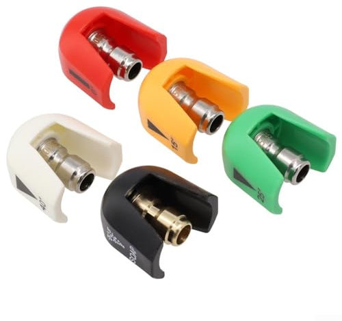 Lot de 5 embouts de pulvérisation à connexion rapide pour nettoyeur haute pression (0 degré, 15 degrés, 25 degrés, 40 degrés)