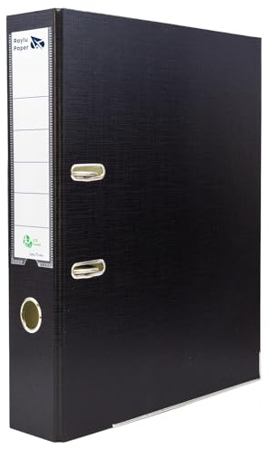Raylu Paper – Archivador con Anillas, Carpeta Archivadora de Lomo Ancho 75 mm, Archivadores para Oficina de 2 Anillas con Palanca de Apertura Suave y Tarjetero Personalizable. (Folio, Negro)