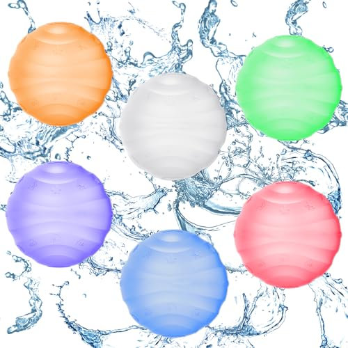 6 Stück Wasserbomben Wasserball Wiederverwendbare Auffüllbar Wasser Spielzeug für Poolparty Wasserpark Strand Outdoor Garten