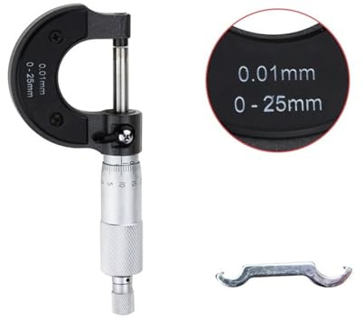 Micrómetro exterior de precisión de 4 rangos (0-100 mm, 0-25 mm, 0-25 mm, 0-50 mm, 0-75 mm, 0-75 mm, 0-100 mm), calibre industrial for enseñanza(0-25mm)