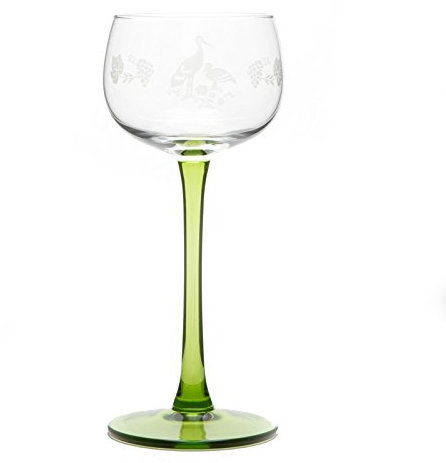 6 Verres à Vin d'Alsace décor Cigogne Mat