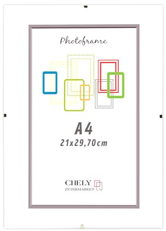 CHELY INTERMARKET MOD300 Marco Portafoto Clip Metacrilato Sin Borde Moderno A4 Montaje Vertical Horizontal Decoración Posters Carteles Oficinas Galerías Color Transparente Incluye 1 Unidad