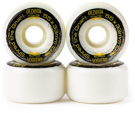 Oldboy Skateboard Wheels, Set of 4 Wheels for Skateboards, Longboards, Inline Skates, Rollerblades, for Skateboard Tricks and Cruising | Skateboard Accessories, 55 x 33mm, White
