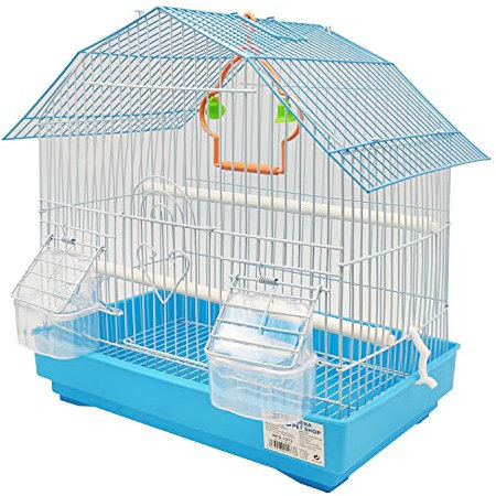 Vogelkäfig Voliere Sittich Kanarienvögel mit Hopped Drinking Feeder Swing zum Ausruhen Zufällige Farbe 34x23,5x36 cm
