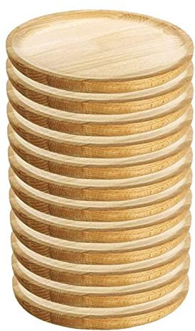 Artema Lot de 12 assiettes en bois spécial poulpe de 17,6 cm de diamètre et 2,1 cm de haut, vaisselle en bois, vaisselle pour repas, table poulpe, pizza, alimentation (12, 18 cm)